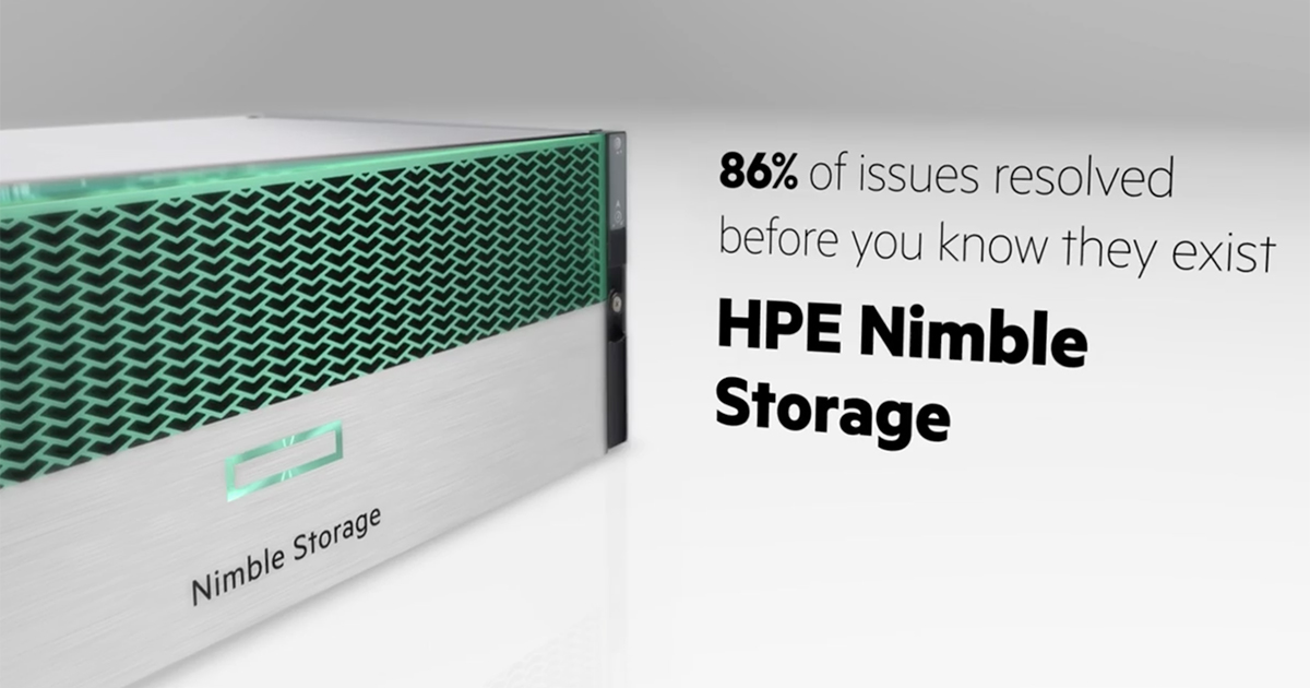 Nimble Storage Racking HPE Nimble Storage can 86 a problem before you even know you have one.